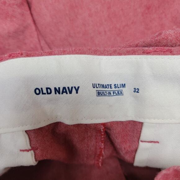 Old Navy Mens Red Flat Front Shorts 32 Ultimate Slim Built in Flex RN# 54023 635 - Picture 9 of 11
